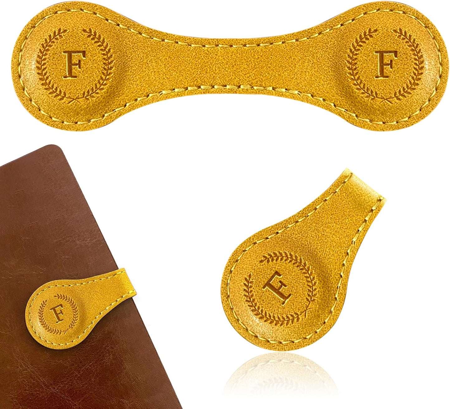 Handmade Personalized Leather Magnetic Bookmark - Custom Initial Letter Design with 26 Alphabet Choices - Durable Bookmark for Readers, Book Lovers, Women & Kids