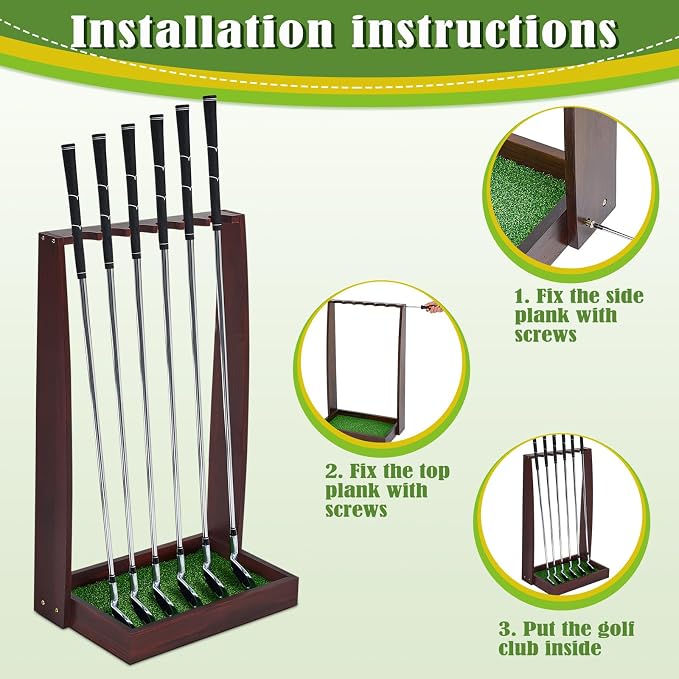 Lenwen Wooden Golf Putter Stand Golf Club Holder Stand Wooden Display Rack - Image 3