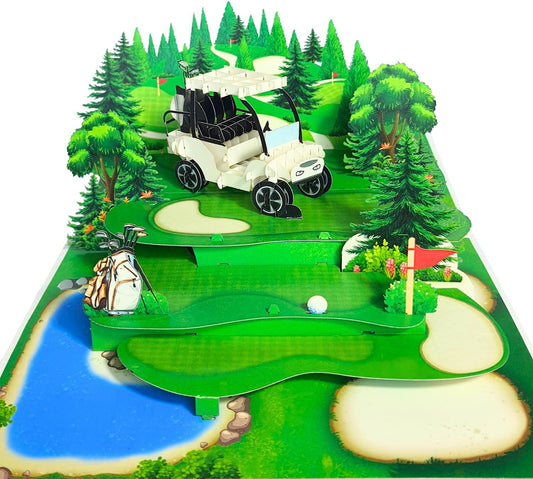 HEARTAGS- Pop Up Birthday Card for Men, Golf Birthday Card For Dad, Husband, Brother, Son, Grandpa, 3D Golf Popup Greeting Cards, Size 6x8 inches Includes Message Note and Envelop