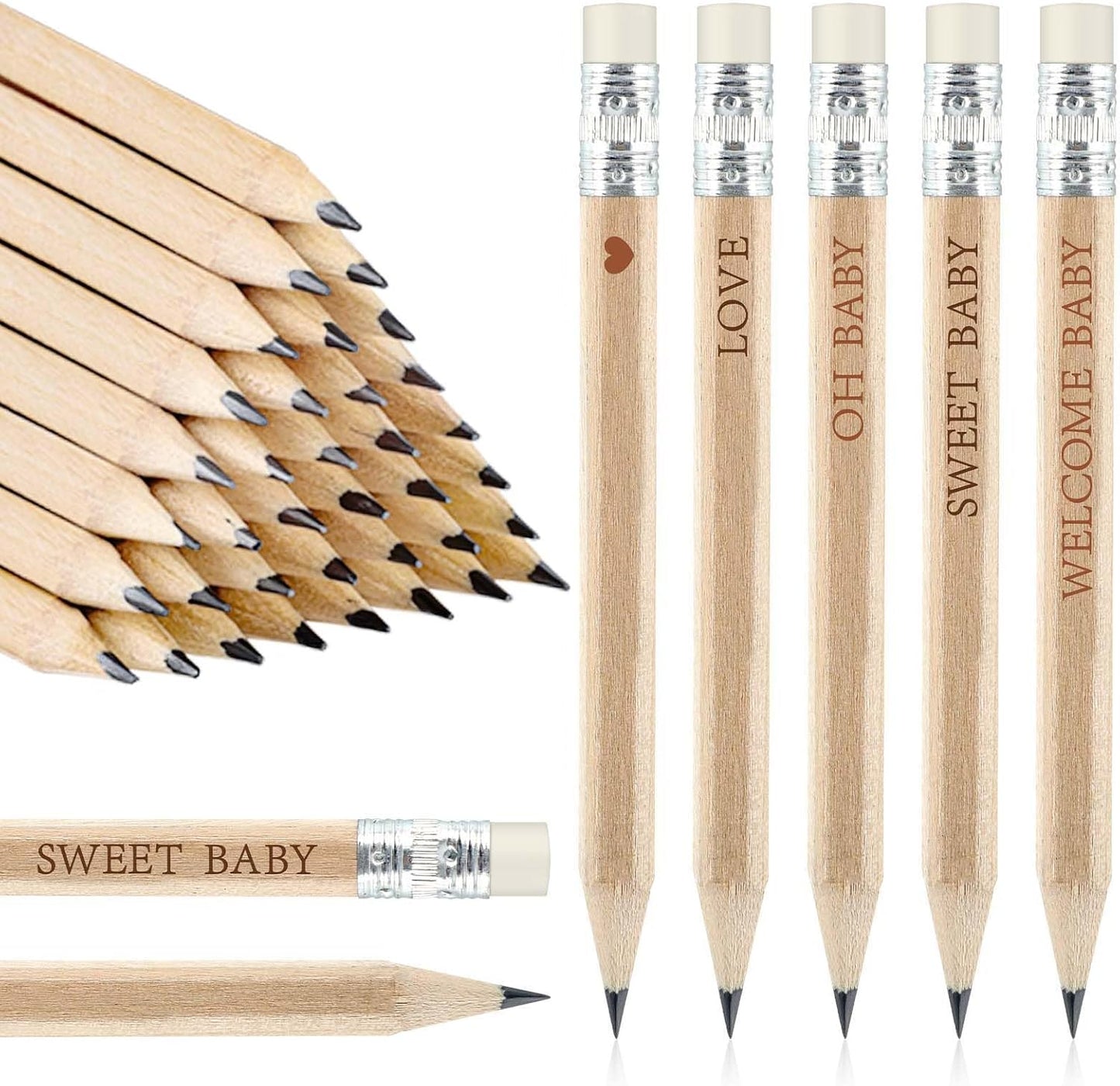 100 Sets Boho Baby Shower Pencils Gifts Bulk for Guest Golf Half Pencil Baby Shower Game Sharpened Mini Pencils with Eraser Bohemian Pampas Grass Girl Boy Neutral Gender Reveal Party Favors