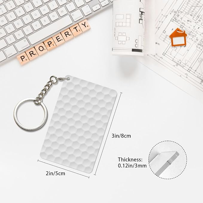 Astronaut Playing Golf Keychains Rectangular Acrylic Keychain Daily Key Ring - Image 4