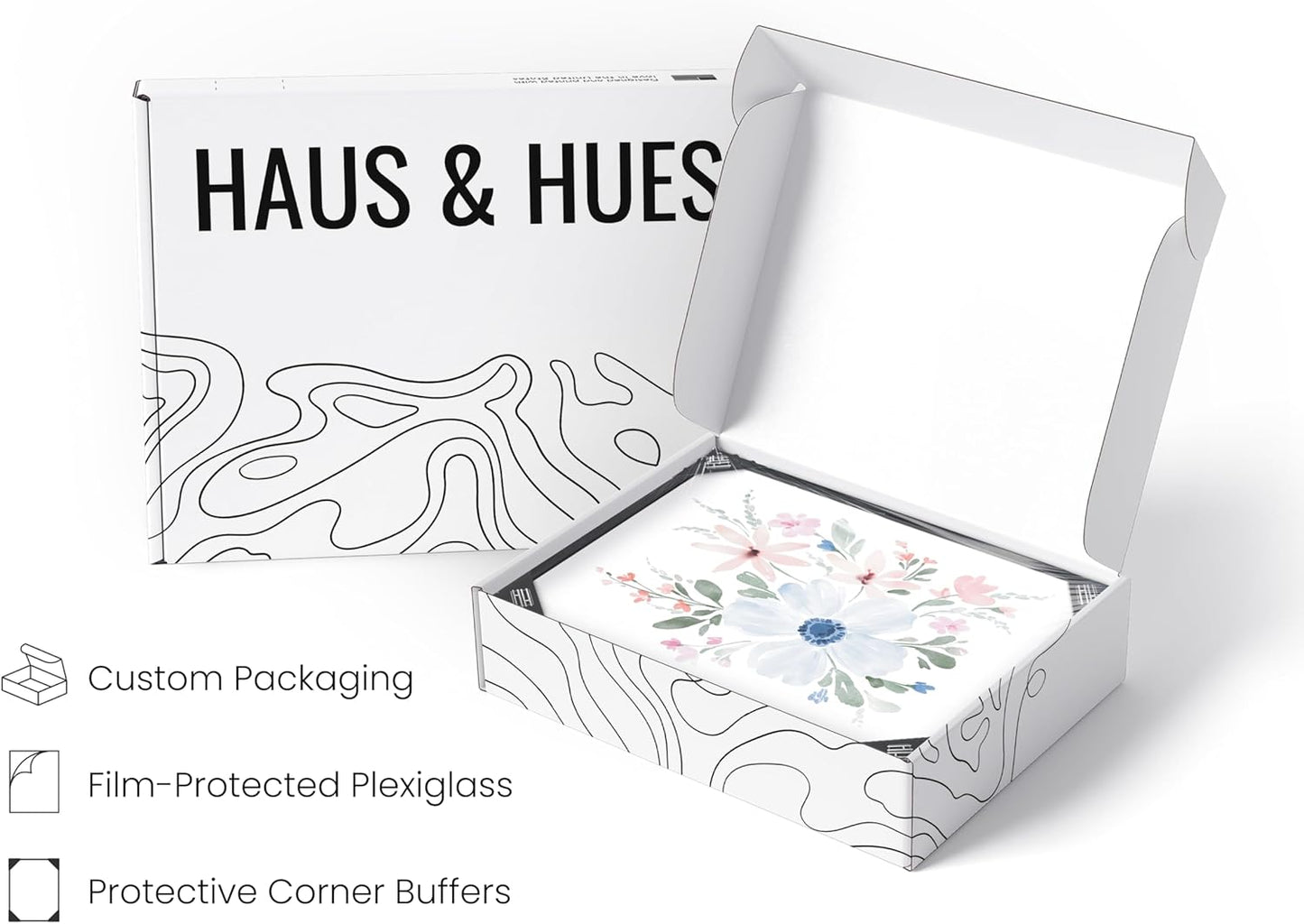 HAUS AND HUES Flower Wall Decor - Set of 4 Wall Art, Flower Painting, Floral Pictures (Black Aluminum Frame, 11x14)