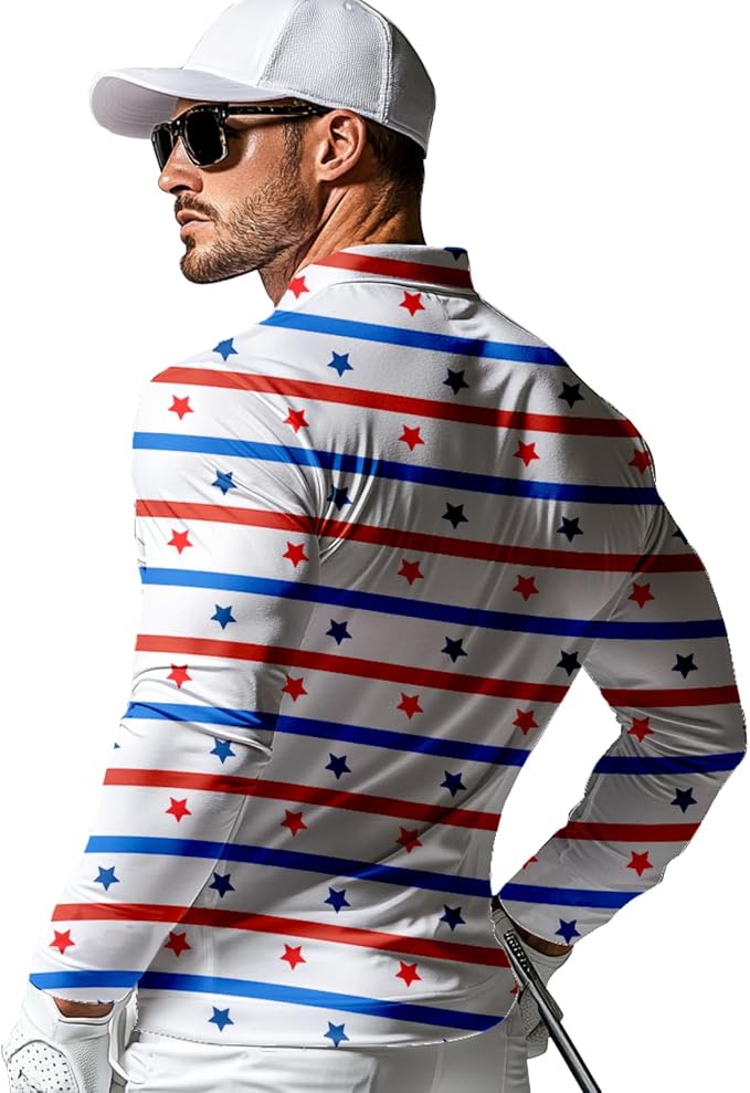 Men's Long Sleeve Golf Shirt Quick Dry 3 Button Work Fishing Outdoor Casual - Image 2