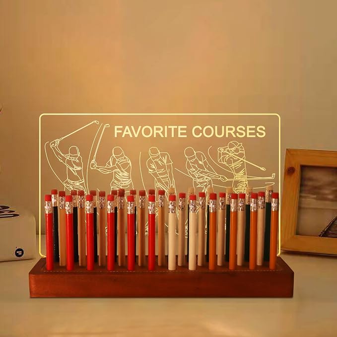 Light Up Golf Pencil Display Case, Wooden Acrylic Accessories by CoolGiftMart