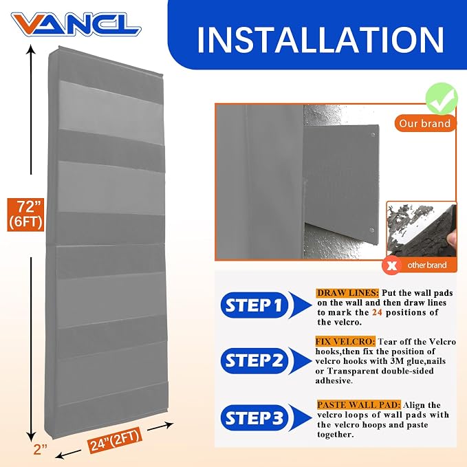 Gym Padding Wall Pads for Gym Wall Mats Basketball Wall Padding 2" Thick Foam - Image 2