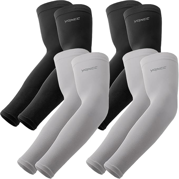 YQXCC 4 Pairs Arm Sleeves, Cooling UV Sun Protection Sports Compression Sleeves by YQXCC