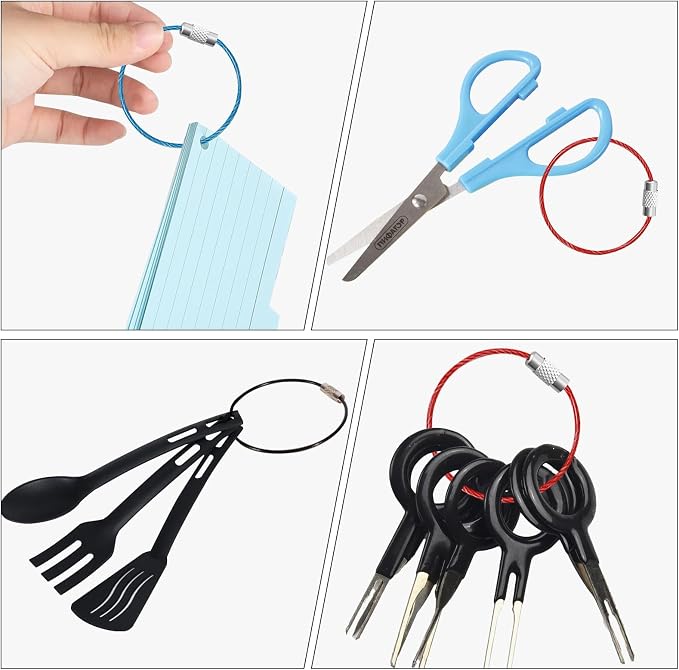 20pcs Stainless Steel Wire Keychains Aircraft Cable Cable Key Ring - Image 7