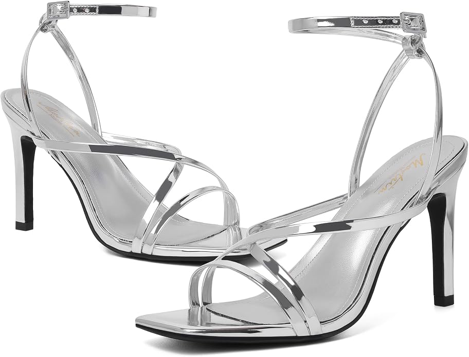 Mostrin Strappy Heels for Women Square Open Toe Lace Up Heeled Sandals Ankle - Image 6