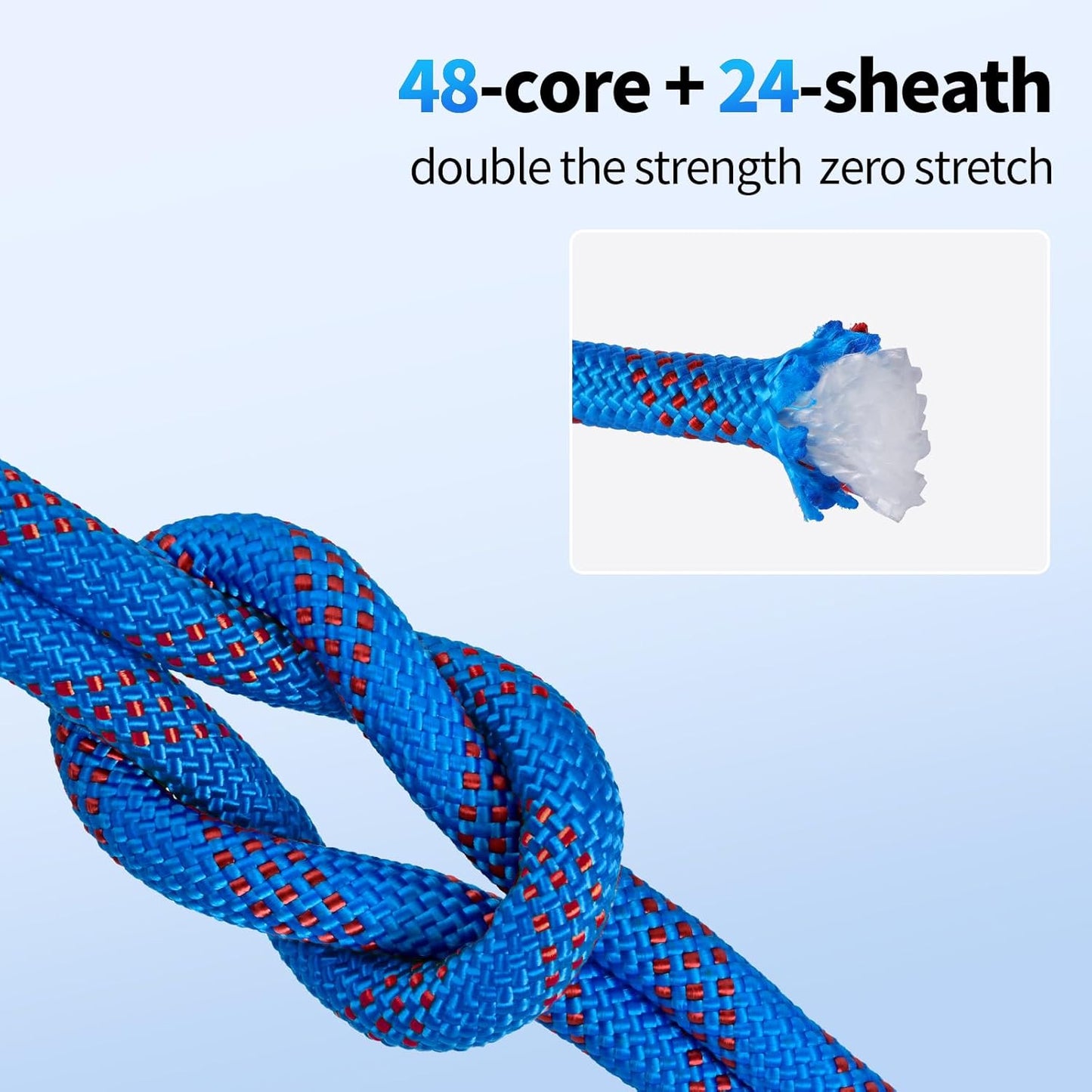 150Ft 1/2 Inch Heavy Duty Climbing Rope - for Tree Swing, Pulling, Outdoor & Gym Use (Blue)