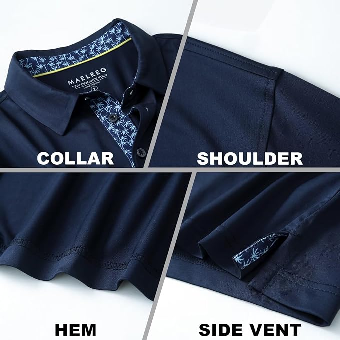 Mens Polo Shirts Short and Long Sleeve Casual Solid Stylish Dry Fit Performance - Image 4