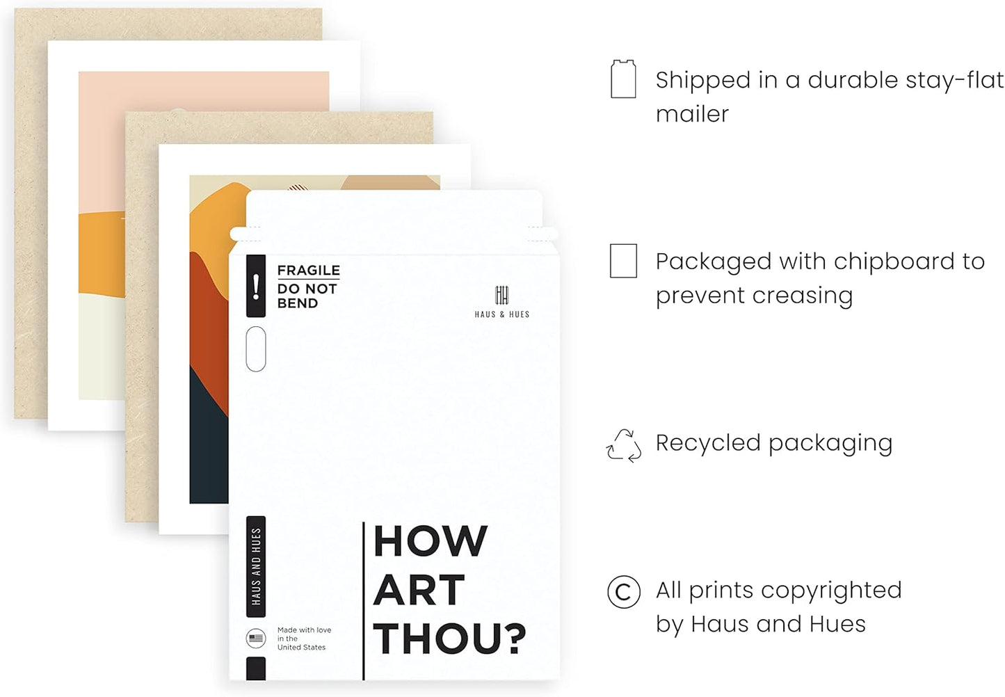 HAUS AND HUES Abstract Minimalist Landscape Wall Art - Set of 6 Modern Aesthetic Mountain Posters | Minimal Geometric Nature Paintings 8"x10" UNFRAMED