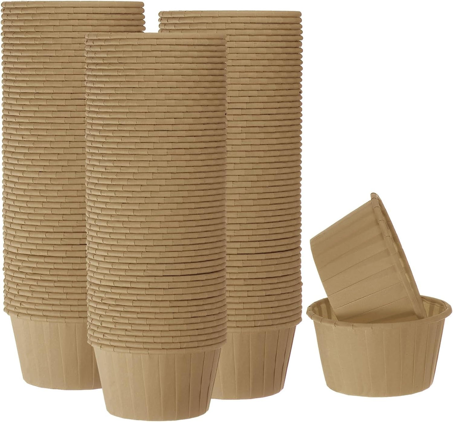 HARFINGTON 150Pcs Cupcake Baking Cups 3.5oz Standard Size Paper Cupcake Liners Greaseproof Wrappers Disposable for Wedding Birthdays Christmas Dessert, Natural