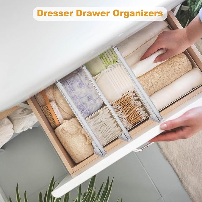 6 Pack Drawer Dividers for Clothes, Kitchen Utensils Storage - Image 5