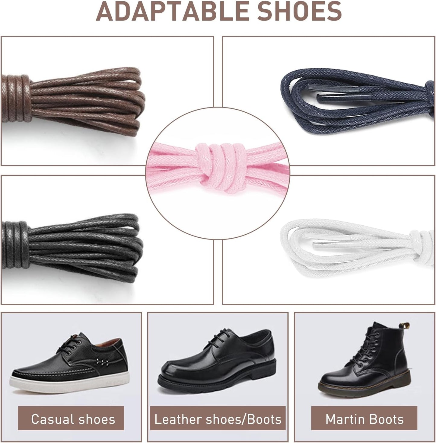 2 Pairs Waxed Golf Shoelaces for FootJoy Shoes, 3/32"(2.5mm) Oxford Thin Dress Shoe Laces Replacement Strings