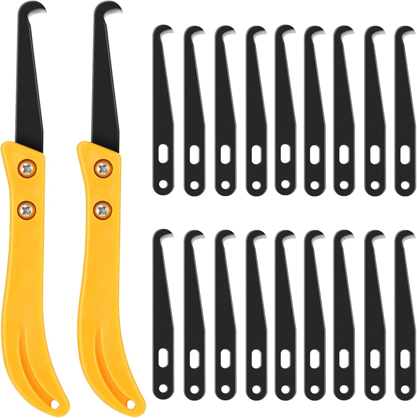 20 Pcs Hook Knife with 2 Pcs Handle, Grout Removal Tool Golf Grip Removal Tool Kit DIY Hook Blade for Regripping Golf Clubs Edges Caulking Accessories Kit