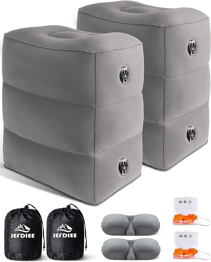 JefDiee Inflatable Travel Foot Rest Pillow, Kids Airplane Bed, Adjustable by JEFDIEE
