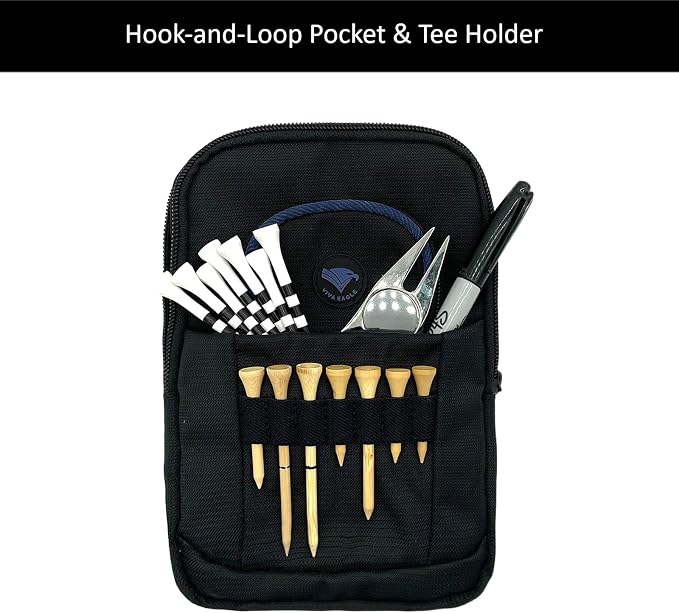 Golf Bag Pouch for Balls and Accessories | 3 Zipper Pockets | Detachable Clip | - Image 5