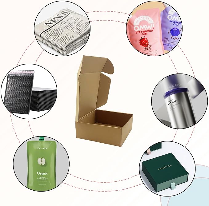 8x8x3 Inches Shipping Boxes Set of 25，Brown Cardboard Boxes Recyclable - Image 3