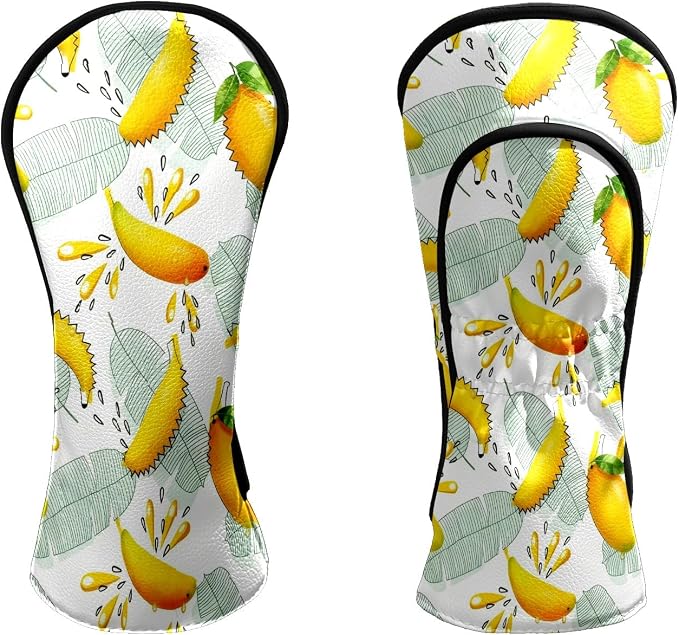 Premium Leather Golf Club Headcovers, Mango Pattern Fits Driver Hybrid Fairway by Unknown
