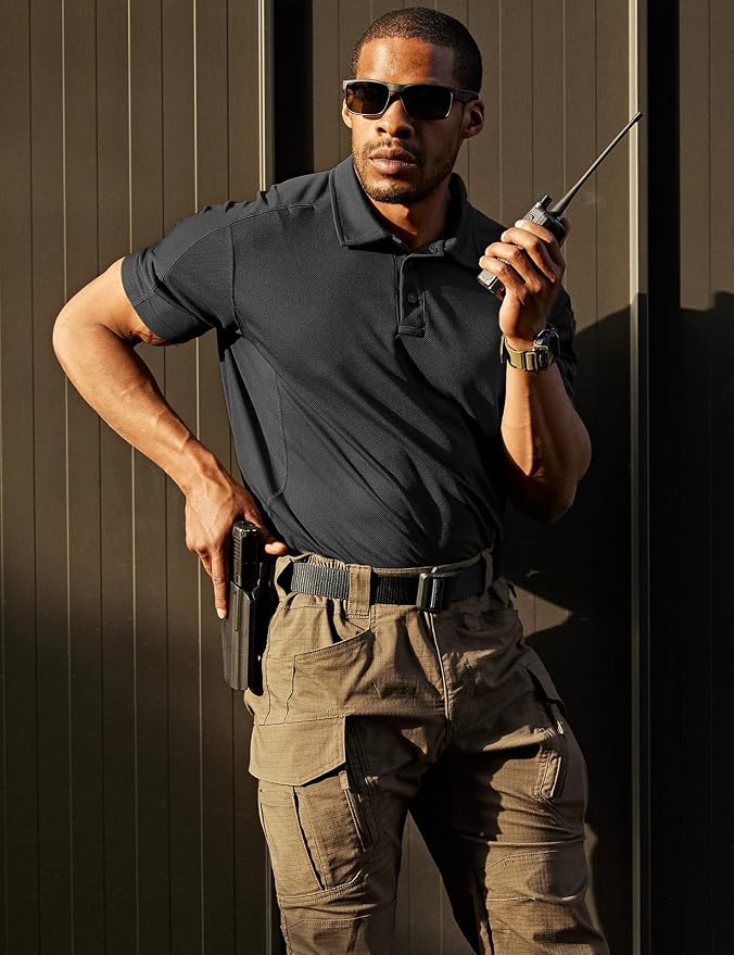CQR Men's Polo Shirts, Tactical Short Sleeve Golf Performance Shirts, - Image 4