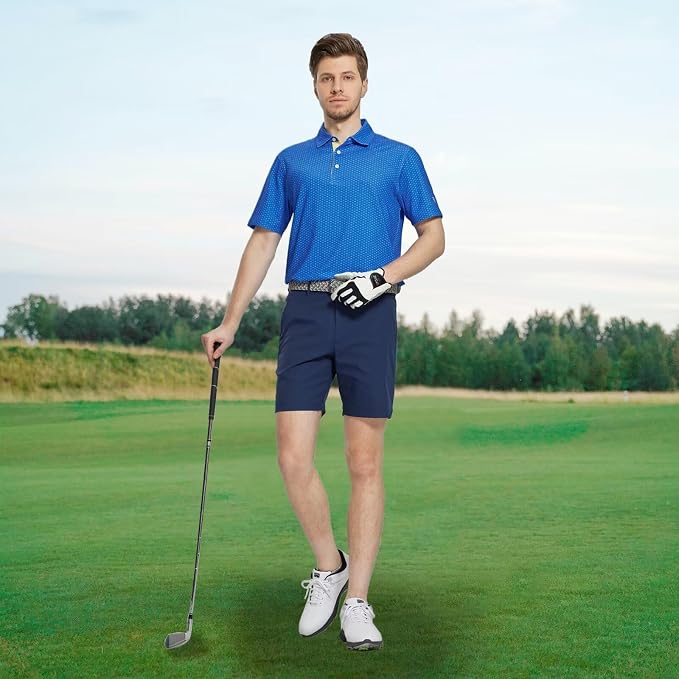 M MAELREG Mens Golf Shirt Short Sleeve Dry Fit Print Moisture Wicking - Image 2