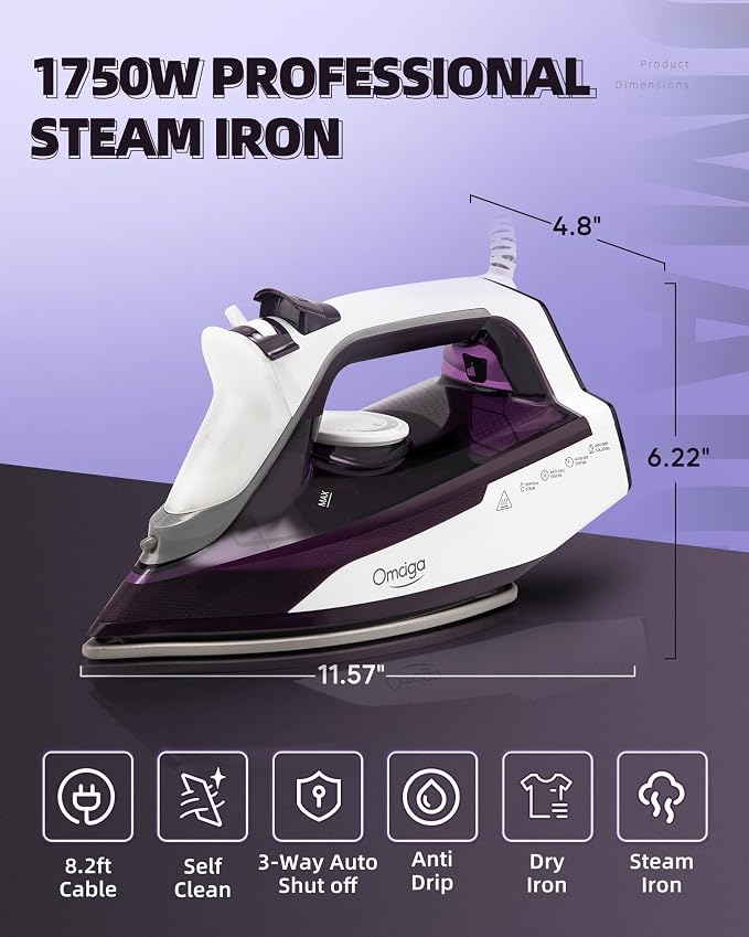 Steam Iron for Clothes - 1750W Iron - Image 4
