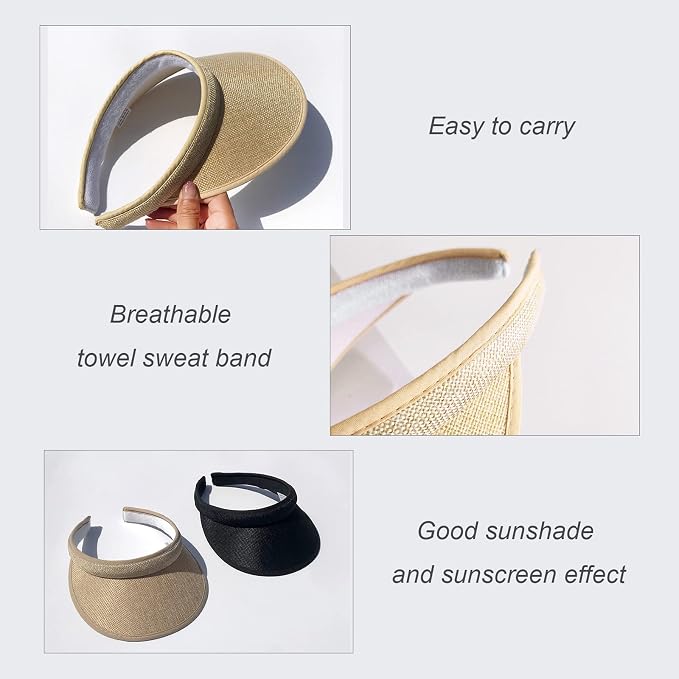 Cloth Covered Slip-On Visor for Women, Adjustable Cap Sports Sun Visors for Men - Image 5