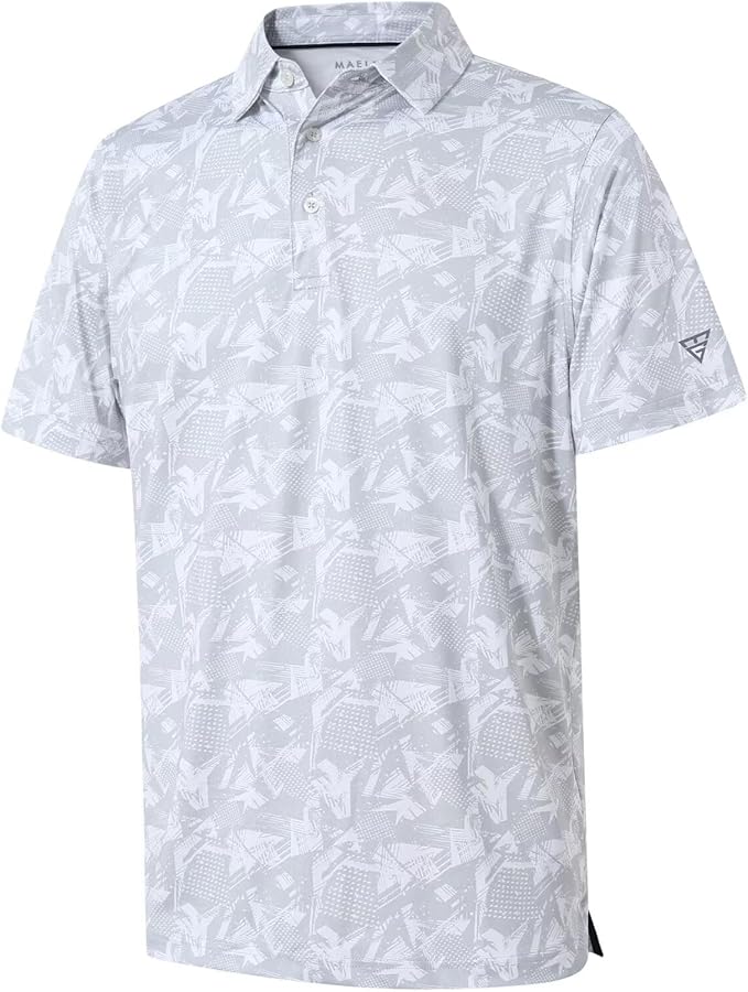 Golf Shirts for Men Dry Fit Short Sleeve Print Performance Moisture Wicking by MAELREG