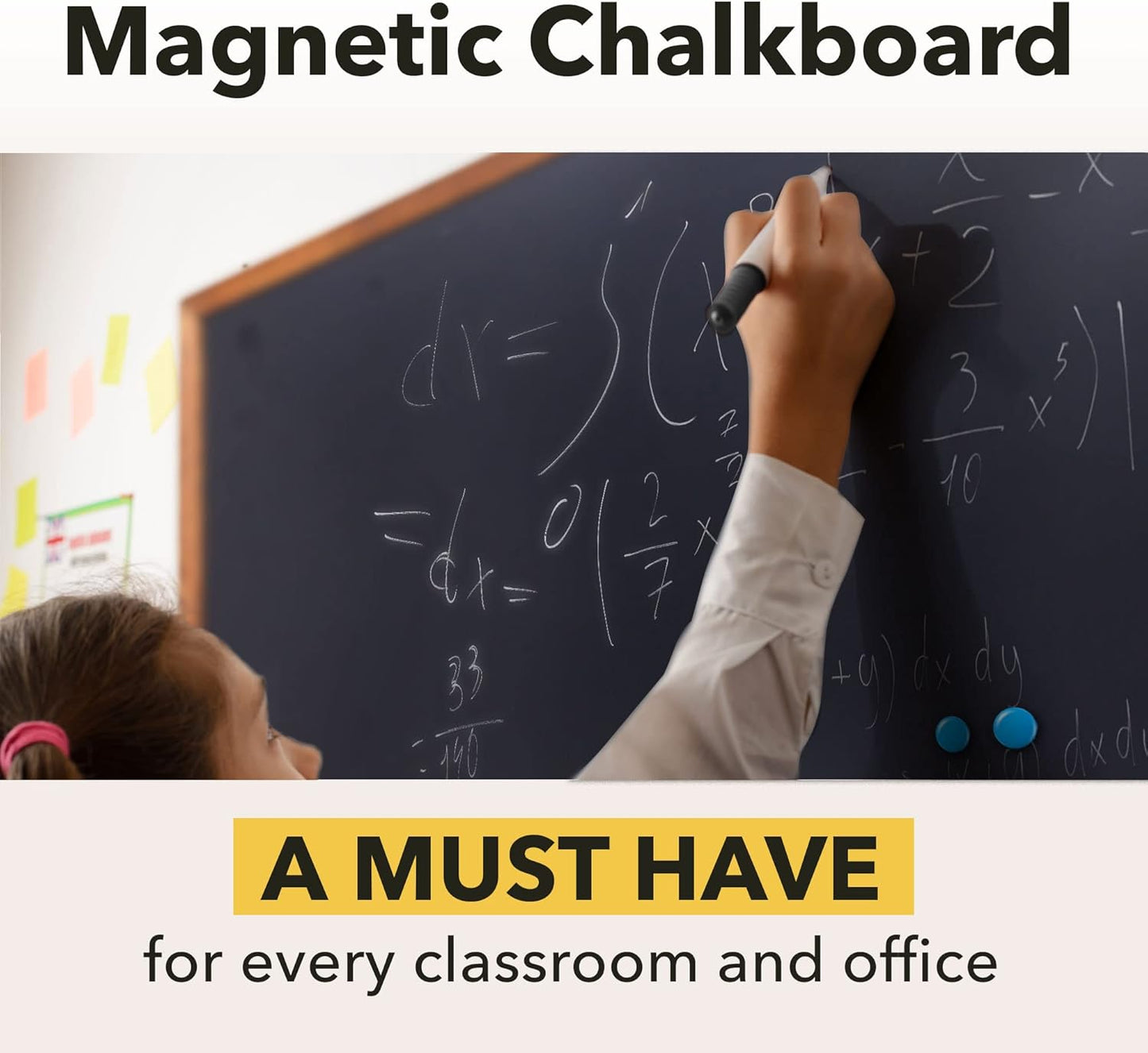 24x36 Magnetic Chalkboard – Large Rustic Wall Blackboard with Wood Frame – Hanging Framed Chalk Board for Home Kitchen Office Wedding Menu Sign – Includes Magnets – Non-Porous Surface