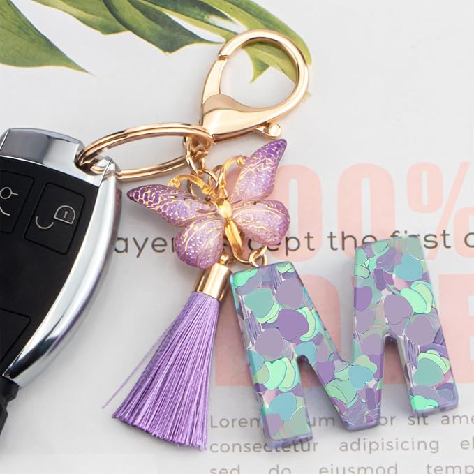 Suweibuke Colourful Cute Initial Letter Keychains - Image 3
