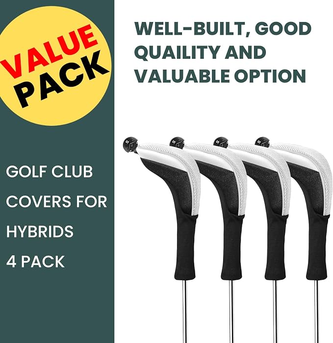 FINGER TEN Golf Club Head Covers Woods Hybrids 1/2/3/4 Pack, Headcovers Men - Image 2