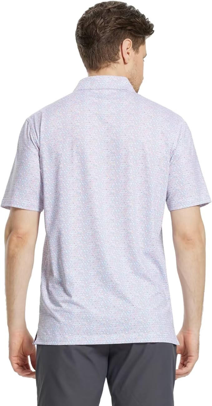 M MAELREG Mens Golf Shirt Short Sleeve Dry Fit Print Moisture Wicking - Image 4