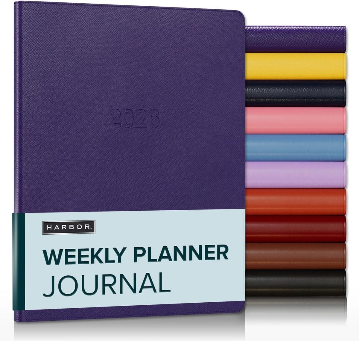 Harbor Weekly Journal Notebook Planner 2025-2026 - Lined, Durable Faux Leather, Softcover, 176 Quality Pages, For Men and Women, For Writing, Work & Travel, Key West Dark Purple - 9x7"