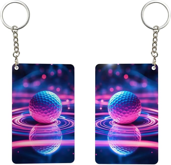 Astronaut Playing Golf Keychains Rectangular Acrylic Keychain Daily Key Ring - Image 2