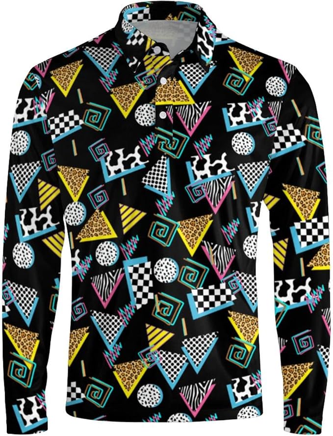Men's Long Sleeve Golf Shirt Quick Dry 3 Button Work Fishing Outdoor Casual by SQPO