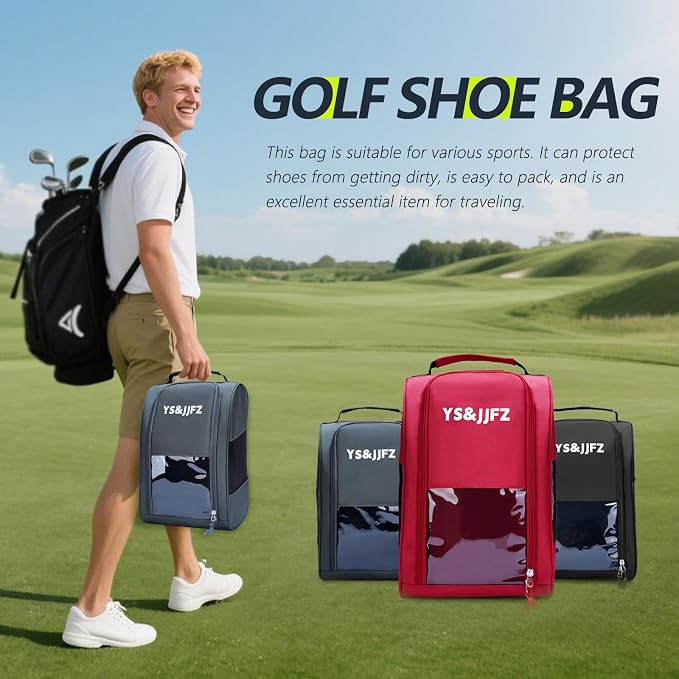 YS&JJFZ Golf Shoe Bag, 2-sided breathable mesh fabric, front transparent - Image 2