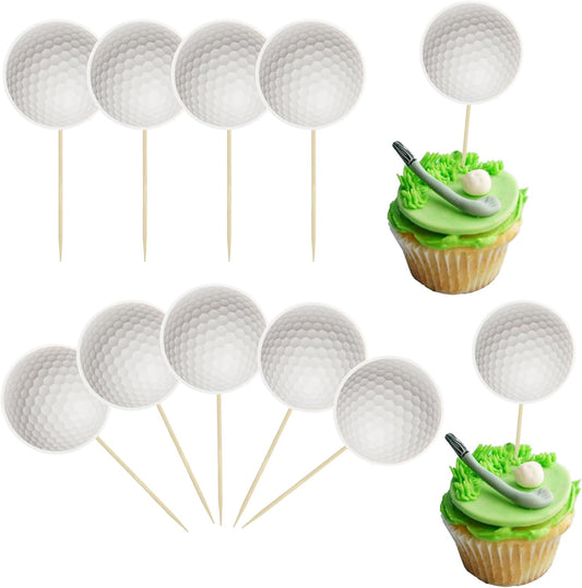 36Pcs Golf Cupcake Toppers Sports Golf Ball Cupcake Picks for Baby Shower Outdoor Sports Players Theme Birthday Party Cake Decorations Supplies