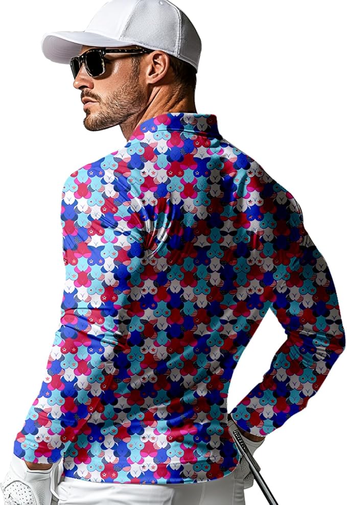 Men's Long Sleeve Golf Shirt Quick Dry 3 Button Work Fishing Outdoor Casual - Image 2