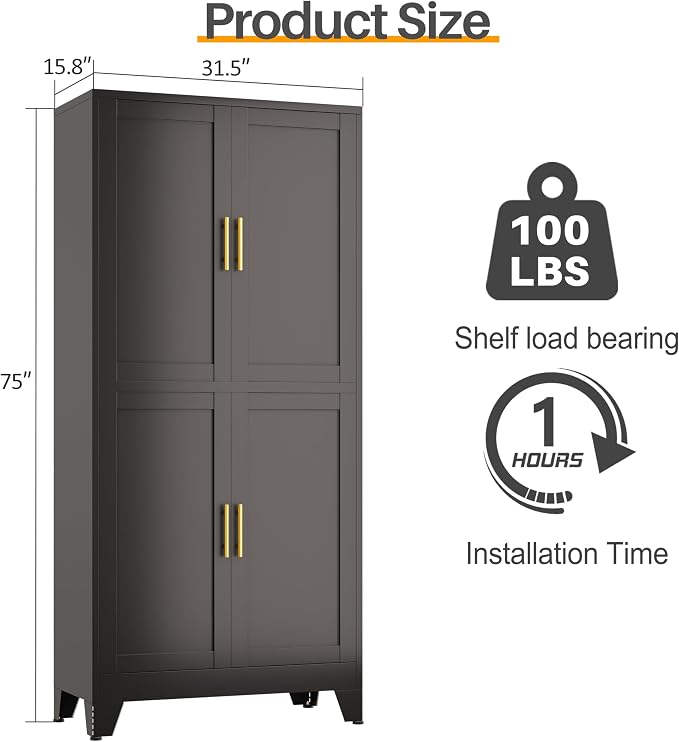 75" H Tall Kitchen Pantry Cabinet, Pantry Storage - Image 2