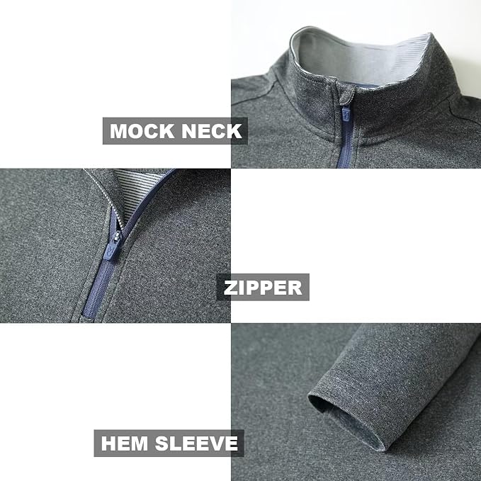 M MAELREG Quarter Zip Golf Pullover Men Dry Fit Long Sleeve Performance Wicking - Image 4
