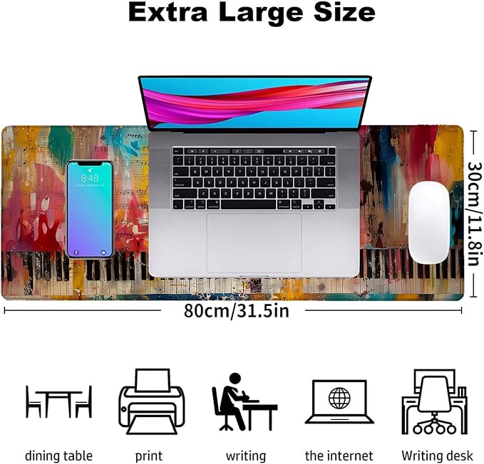 Colorful Music Gaming Mouse Pad, Office Desk Mat, Anti-Slip Rubber Base Cool - Image 3