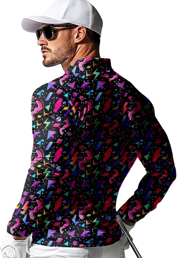 Men's Long Sleeve Golf Shirt Quick Dry 3 Button Work Fishing Outdoor Casual - Image 2