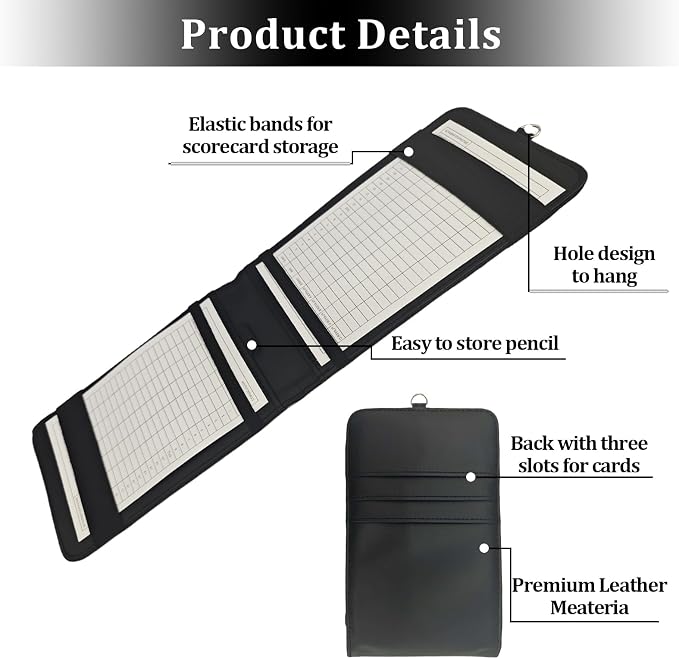 Leather Golf Scorecard Holder, Score Card Holder Golf, Yardage Book Cover - Image 2