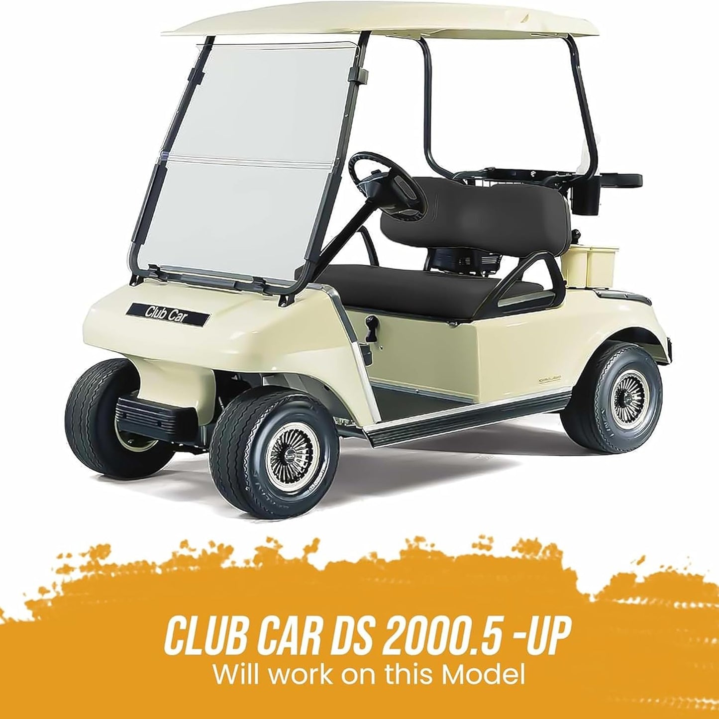 Huskey Parts Company Golf Cart Seat Cushion for Front Seat Lean Back, Black Color for DS 2005 and up, Golf Cart Front Seat Replacement with Mounting Hardware