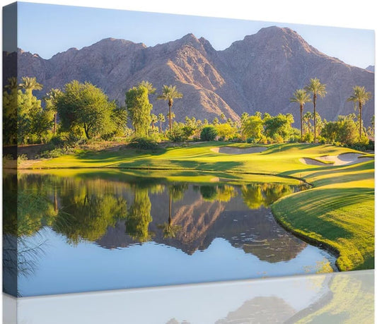 Indian Wells Golf Course Wall Art for Office USA California Golf Course Picture Poster Print on Canvas for Living Room Bedroom Bathroom Home Decorations Framed Ready to Hang(24''H x 36''W)