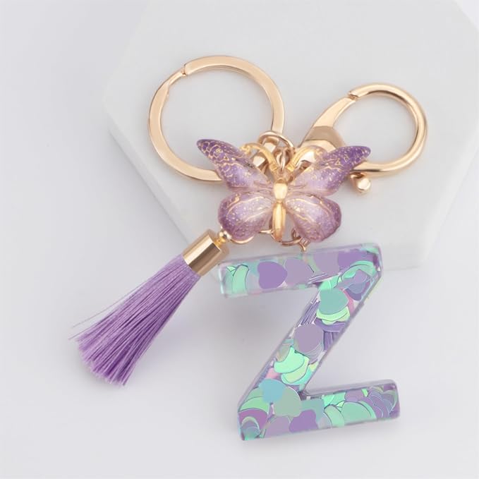 Suweibuke Colourful Cute Initial Letter Keychains - Image 2