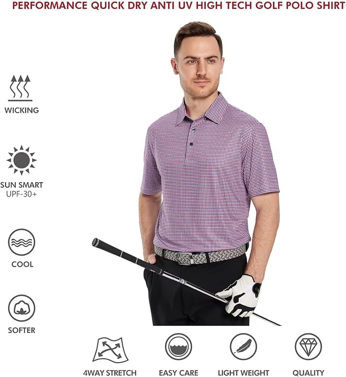 Golf Shirts for Men Dry Fit Short Sleeve Print Performance Moisture Wicking - Image 5