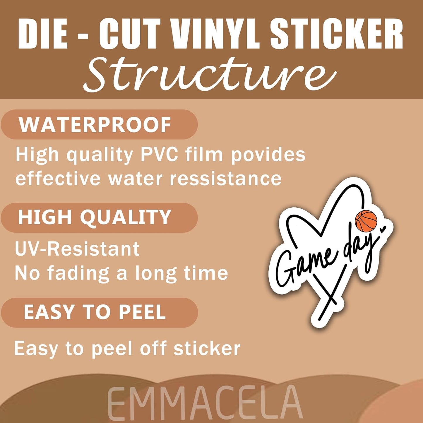 (3PCS) Basketball Stickers, Game Day Basketball Vinyl Decals for Girls Moms Players Teams Coaches, Waterproof Sticker for Tumblers, Water Bottles, Laptops - 3 x 2.5 Inch