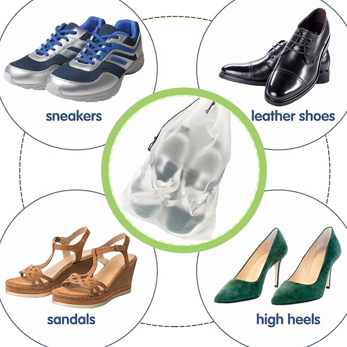 100 Pcs Translucent Shoes Bags for Travel, Large Clear Shoe Organizers - Image 5