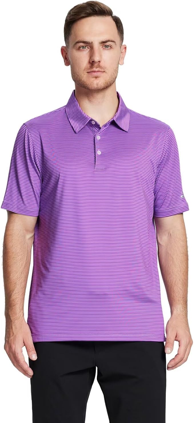 Golf Shirts for Men Dry Fit Short Sleeve Print Performance Moisture Wicking - Image 2